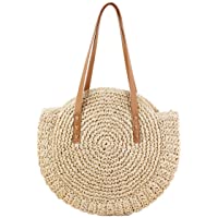  - Godea Bolso Redondo de la Paja de la Rota Boho para el Bolso Tejido Bolso de la Paja del Embrague Hecho a Mano del Monedero de Las Mujeres